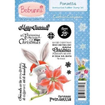SALE Bebunni Christmas A6 Unmounted Rubber Stamp - Poinsettia