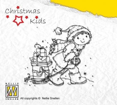 Nellie Snellen Christmas Kids - Helping Santa Clear Stempel