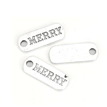 Charms Antique Silver Text "MERRY" 10 stk