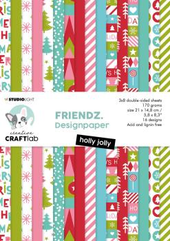 Creative CraftLab Friendz Design Paper A5 Holly Jolly