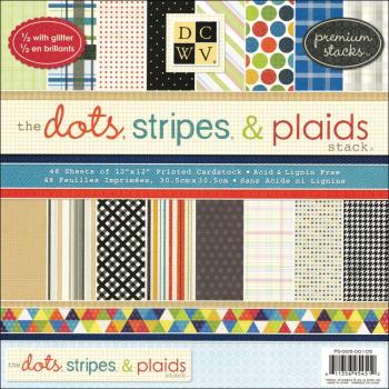 DCWV 12 x 12 Paper Stack Dots, Stripes & Plaids
