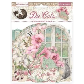 DFLDC93 Stamperia Orchids and Cats Die Cuts Assorted (41pcs)