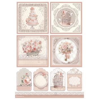 Stamperia A4 Rice Paper You and Me Cards DFSA4694