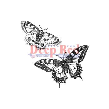 Deep Red Cling Stamp Butterflies Pair