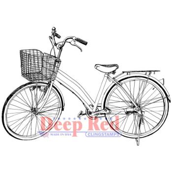 Deep Red Cling Stamp Girls Bicycle