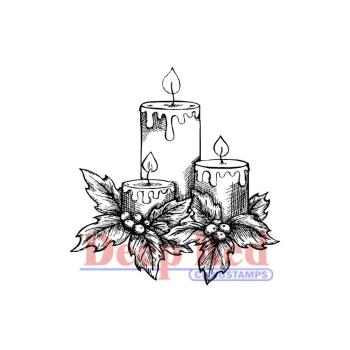 Deep Red Cling Stamp Holiday Candles