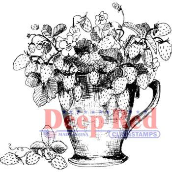 Deep Red Cling Stamp Strawberry Plant