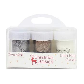 Dovecraft Christmas Basics Glitter Pots