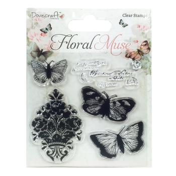 Dovecraft Floral Muse Clear Stamps Butterfly