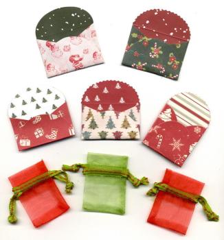 Hobby 5 Mini Envelopes & 3 Mini Organza Bags Christmas