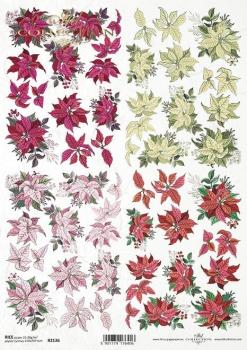 ITD Collection A4 Rice Paper Poinsettia R2136