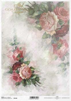 ITD Collection A4 Rice Paper Vintage Roses R1140