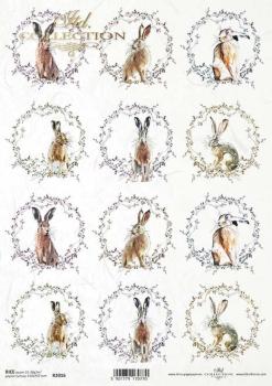 ITD A4 Rice Paper Hares with Wreaths #2016