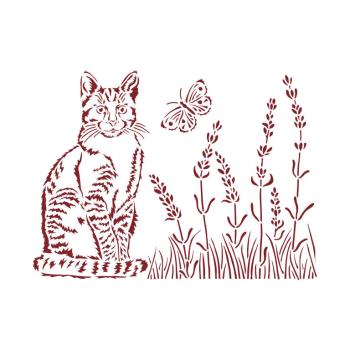 Stamperia Stencil D Provence Cat KSD309