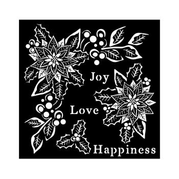KSTDQ89 Stamperia Stencil Christmas Joy, Love, Happiness