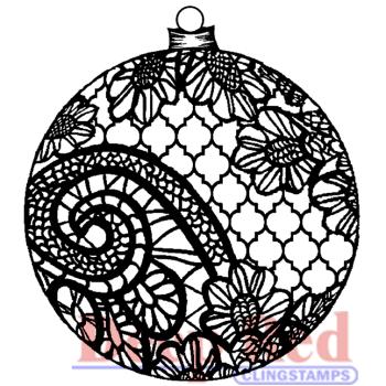 Deep Red Cling Stamp Lace Ornament