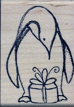 Magenta Wood Stamp Penguin's Gift