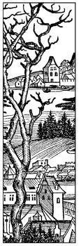 Magenta Wood Stamp Village View Bookmark