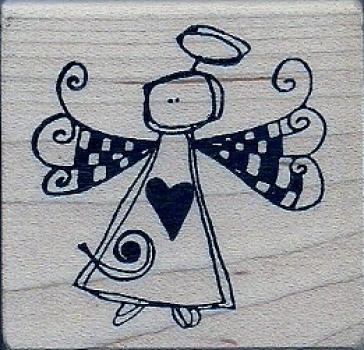 Magenta Wood Stamp Whimsy Angel