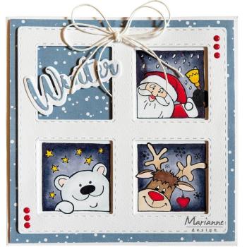 Marianne Design Stamp Hetty's Peek-a-Boo Santa & Friends #CS1109