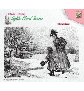 Nellie Snellen Clear Stamps Vintage Wintery Scene #IFS024