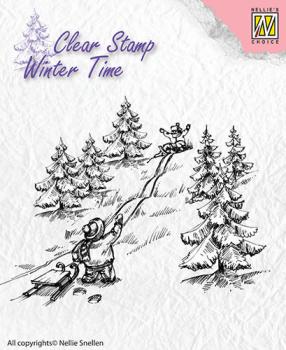 Nellie Snellen Winter Time Clear Stempel Sledge Fun