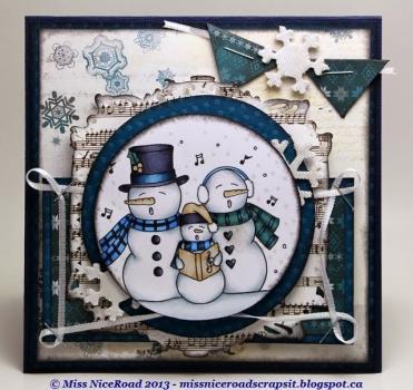 Paper Nest Dolls Rubber Stamp Caroling Snowmen