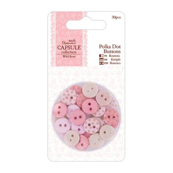 Papermania Polka Dots Buttons Wild Rose PMA 354033