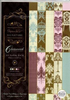 Papermania Signature A4 Linen Paper Pack Chatsworth Vintage