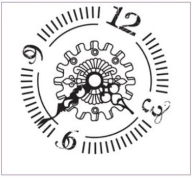 Prickley Pear Cling Stamp Gears Clock Face