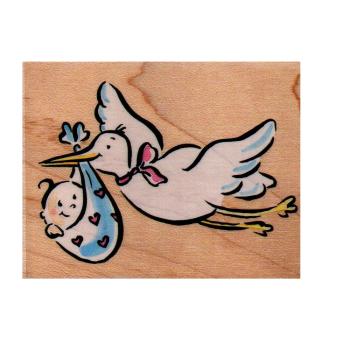Rubber Stampede Wood Stamp Stork with Baby