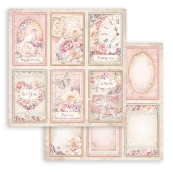 SBB976 Stamperia Romance Forever 12x12 Paper Sheets Cards 3er Set