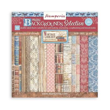 SBBL133 Stamperia 12x12 Paper Pad Maxi Background Vintage Library