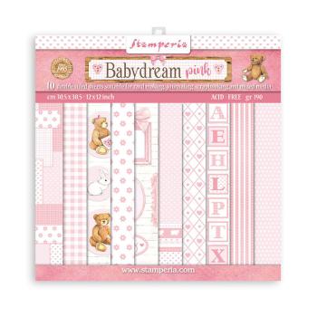 Stamperia 8x8 Paper Pad Backgrounds Baby Dream Pink SBBS58