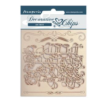 Stamperia Decorative Chips Garden House Calligraphy #121