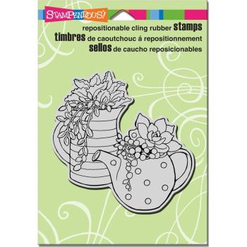 Stampendous Cling Stamp  Potted Succulents #CRW184