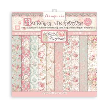 Stamperia 8x8 Paper Pad Backgrounds Rose Parfum SBBS74