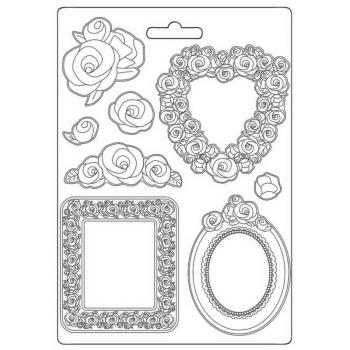 Stamperia A4 Soft Mould Frame and Roses #4554