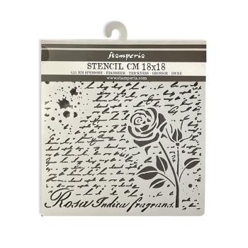 Stamperia Stencil Manuscript with Rose KSTDQ77