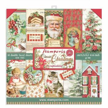 Stamperia 6x6 Paper Pad Classic Christmas #SBBXS06