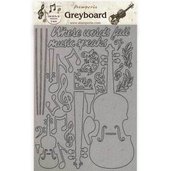 Stamperia A4 Greyboard Chipboards Passion Violin #423
