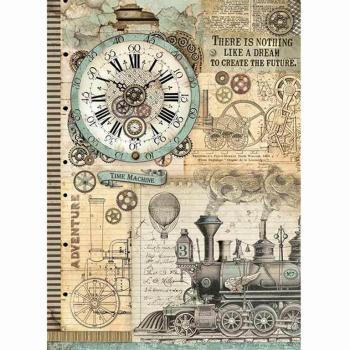 Stamperia  Rice Paper Voyages Fantastiques Clock #3035