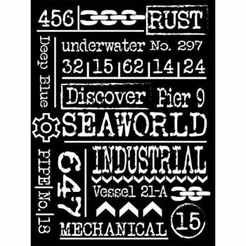 Stamperia Stencil Mechanical Sea World Writings #11