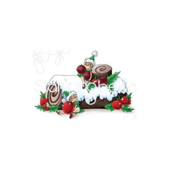 Stamping Bella Cling Stamps On A Yule Log #EB745