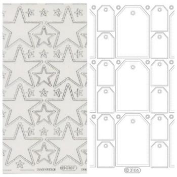 Starform Stikers Set  XL Transparent Stars/Tags Silver