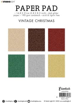 Studio Light A5 Glitter Paper Pad Essential Vintage Christmas #50