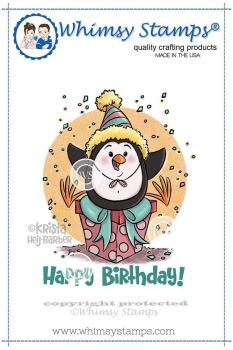Whimsy Rubber Stamp Birthday Penguin
