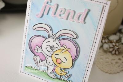 Whimsy Rubber Stamp Friendship Bunny and Chick