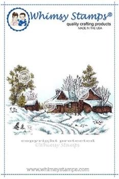Whimsy Rubber Stamp Wintry Cabin