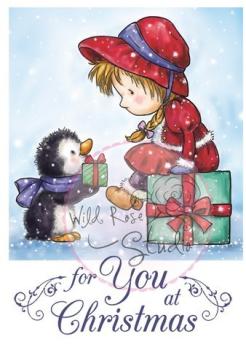 Wild Rose Studio Clear Stamp Set Girl and Penguin